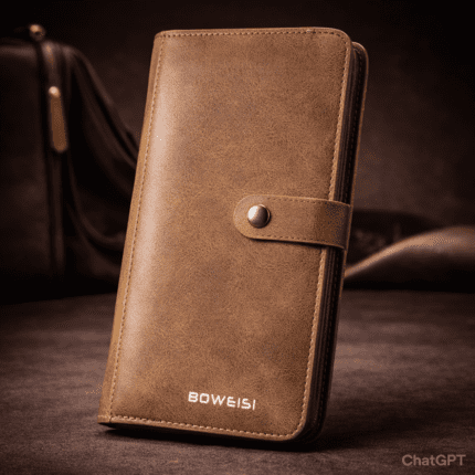 BOWEISI Classic Dark Brown Long Wallet for Women