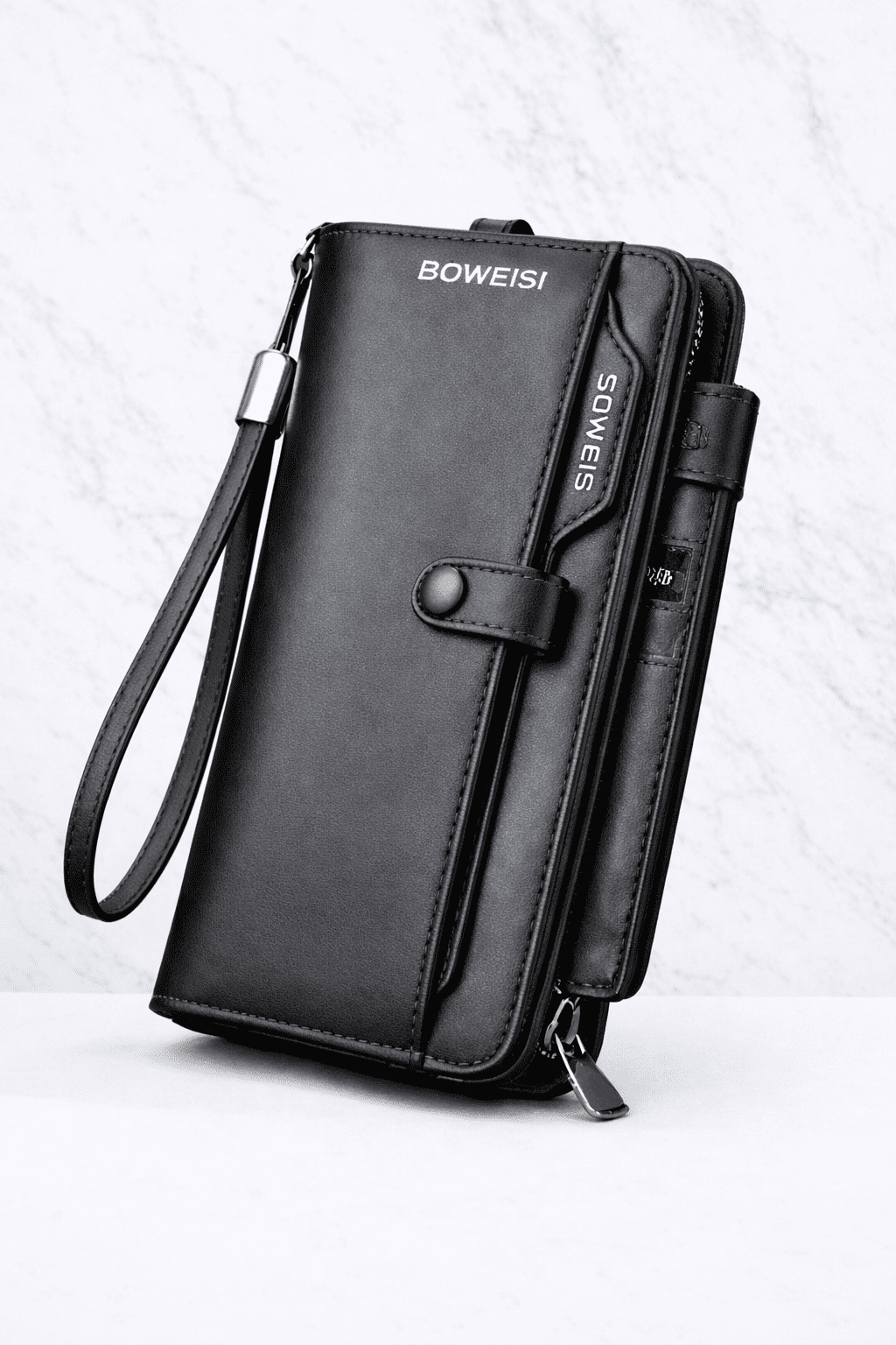 BOWEISI Classic Black Long Wallet for Women - Image 3